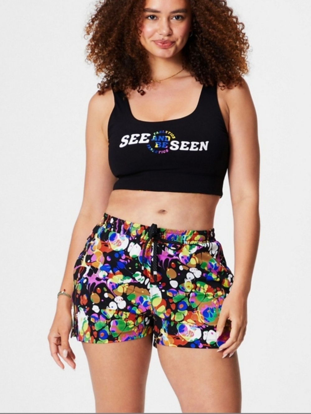 Fabletics The One Short XXS 3" Abstract Print Running Workout Shorts Multicolor